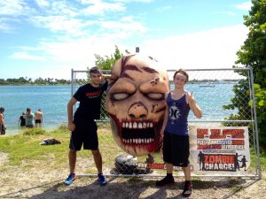 Senior Johannes Van Woerkom and a friend at the Zombie Charge