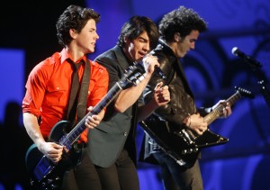Nick Jonas, left, Joe Jonas, center, and Kevin Jonas, right, perform during the "We Are The Future Concert," Monday, Jan.19, 2009, at the Verizon Center in Washington, D.C.  (Gabriel B. Tait/MCT)