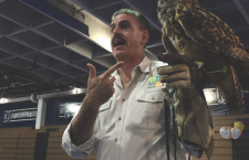 Ron Magill hold an owl for the audience to see, learn about, and take pictures with. Photo by Brooke Ellis.