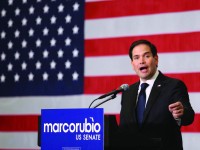 Marco Rubio delivers remarks at his victory party in Kissimmee, Fla., after winning the Republican primary for U.S. Senate on Tuesday, Aug. 30, 2016. (Joe Burbank/Orlando Sentinel/TNS)